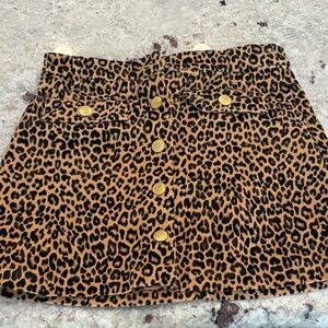 J. Crew Leopard Print Skirt with Gold Buttons